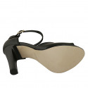 Woman's open shoe with strap in black leather heel 10 - Available sizes:  42