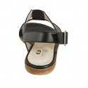 Sandale pour femmes en cuir noir perforé talon 1 - Pointures disponibles:  33