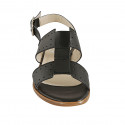 Woman's sandal in pierced black leather heel 1 - Available sizes:  33