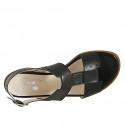 Sandalo da donna in pelle traforata nera tacco 1 - Misure disponibili: 33
