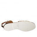 Chaussure ouverte pour femmes avec lacets en daim cognac et tissu multicouleur talon 1 - Pointures disponibles:  34, 43, 45
