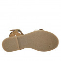 Sandale pour femmes avec courroie, pierres et coquillages en daim beige talon 1 - Pointures disponibles:  33