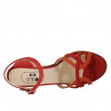 Sandalo da donna in camoscio rosso e arancione con cinturino tacco 4 - Misure disponibili: 42
