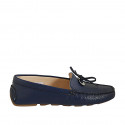 Woman's laced car shoe with removable insole in blue leather - Available sizes:  33