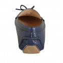 Woman's laced car shoe with removable insole in blue leather - Available sizes:  33