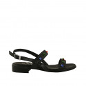 Woman's sandal in black leather with multicoloured studs heel 2 - Available sizes:  32, 33