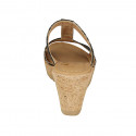 Woman's mules in silver laminated printed fabric with studs wedge heel 7 - Available sizes:  42