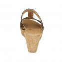 Zapato mule para mujer en tejido imprimido laminado plateado cuña 7 - Tallas disponibles:  42, 43