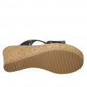Woman's mules in silver laminated printed fabric with studs wedge heel 7 - Available sizes:  42