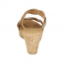 Mule pour femmes en daim cognac et daim imprimé lamé platine talon compensé 7 - Pointures disponibles:  42