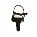 Sandalia para mujer en gamuza negra y piel laminada bronce con red tacon 8 - Tallas disponibles:  42, 45