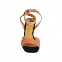Sandale pour femmes avec boucle en daim rose, nue et noir talon 8 - Pointures disponibles:  42