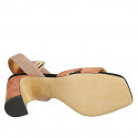 Woman's sandal with buckle in pink, nude and black suede heel 8 - Available sizes:  42