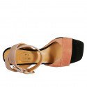 Sandale pour femmes avec boucle en daim rose, nue et noir talon 8 - Pointures disponibles:  42
