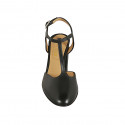 Chaussure ouverte à l'arrière pour femmes avec courroie salomé en cuir noir talon 8 - Pointures disponibles:  42