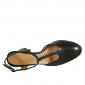 Woman's slingback pump with T-strap in black leather heel 8 - Available sizes:  42