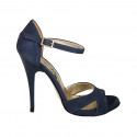 Escarpin ouvert pour femmes avec courroie en daim bleu talon 11 - Pointures disponibles:  31, 42