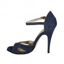 Escarpin ouvert pour femmes avec courroie en daim bleu talon 11 - Pointures disponibles:  31, 42