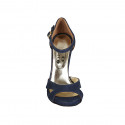 Woman's open shoe with strap in blue suede heel 11 - Available sizes:  31, 42