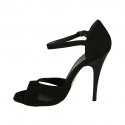 Escarpin ouvert pour femmes avec courroie en daim noir talon 11 - Pointures disponibles:  32, 42, 46