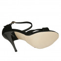 Zapato abierto para mujer con cinturon en gamuza negra tacon 11 - Tallas disponibles:  32, 42, 46