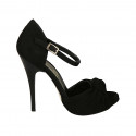 Woman's open shoe with strap and knot in black suede heel 11 - Available sizes:  31, 42, 47