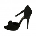Chaussure ouverte pour femmes avec courroie et nœud en daim noir talon 11 - Pointures disponibles:  31, 42, 47