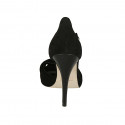 Woman's open shoe with strap and knot in black suede heel 11 - Available sizes:  31, 42, 47