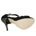 Woman's open shoe with strap and knot in black suede heel 11 - Available sizes:  31, 42, 47