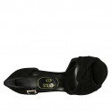 Zapato abierto para mujer con cinturon y nudo en gamuza negra tacon 11 - Tallas disponibles:  31, 42, 47