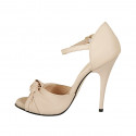 Woman's open shoe with strap and knot in nude leather heel 11 - Available sizes:  42