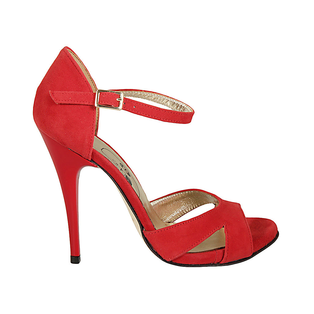red suede strappy heels