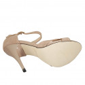 Woman's open shoe with strap in beige suede heel 11 - Available sizes:  31, 42