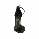 Chaussure ouverte pour femmes avec plateforme et courroie à la cheville en cuir noir talon 11 - Pointures disponibles:  42