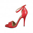 Chaussure ouverte pour femmes avec plateforme et courroie à la cheville en cuir rouge talon 11 - Pointures disponibles:  42