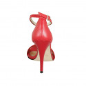 Woman's open shoe with ankle strap and platform in red leather heel 11 - Available sizes:  42