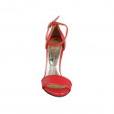 Woman's open shoe with ankle strap and platform in red leather heel 11 - Available sizes:  42