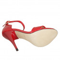 Scarpa aperta da donna con cinturino alla caviglia e plateau in pelle rossa tacco 11 - Misure disponibili: 42