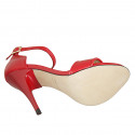 Woman's open shoe with ankle strap and platform in red leather heel 11 - Available sizes:  42