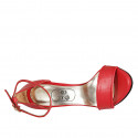 Woman's open shoe with ankle strap and platform in red leather heel 11 - Available sizes:  42