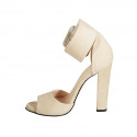 Woman's open shoe with ankle buckle in beige suede heel 11 - Available sizes:  42