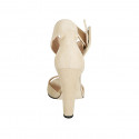 Woman's open shoe with ankle buckle in beige suede heel 11 - Available sizes:  42