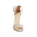 Woman's open shoe with ankle buckle in beige suede heel 11 - Available sizes:  42