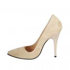 Women's pointy pump shoe in sand beige suede heel 11 - Available sizes:  42 2