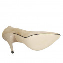Zapato de salon a punta en gamuza beis arena para mujer tacon 11 - Tallas disponibles:  31, 42