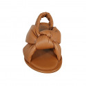 Sandale avec elastique pour femmes en cuir matelassé brun clair talon 2 - Pointures disponibles:  42