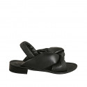 Sandale avec elastique pour femmes en cuir matelassé noir talon 2 - Pointures disponibles:  34