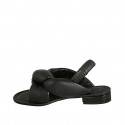 Sandale avec elastique pour femmes en cuir matelassé noir talon 2 - Pointures disponibles:  34