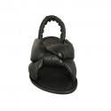 Woman's sandal with elastic band in black padded leather heel 2 - Available sizes:  34