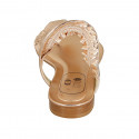 Sandale entredoigt pour femmes avec elastique en cuir cuivre et cuir imprimé cuivre et blanc talon 2 - Pointures disponibles:  42